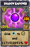 Wizard101 Shadow spell card: Shadow Empower, Spell ID 5506