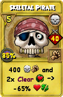 Wizard101 Death spell card: Skeletal Pirate, Spell ID 5518