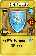 Wizard101 Ice spell card: Snow Shield, Spell ID 5522