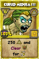 Wizard101 Myth spell card: Cursed Medusa III, Spell ID 5529