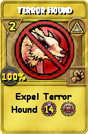 Wizard101 Myth spell card: Terror Hound, Spell ID 5576
