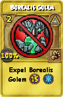 Wizard101 Myth spell card: Borealis Golem, Spell ID 5582