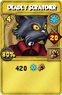 Wizard101 Ice spell card: Deadly Scratcher, Spell ID 5592