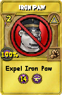 Wizard101 Myth spell card: Iron Paw, Spell ID 5597