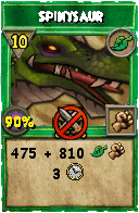 Wizard101 Life spell card: Spinysaur, Spell ID 5641