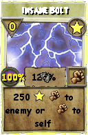 Wizard101 Star spell card: Insane Bolt, Spell ID 5646