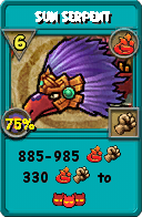 Wizard101 Fire spell card: Sun Serpent, Spell ID 5656