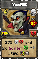 Wizard101 Death spell card: Vampire, Spell ID 5665