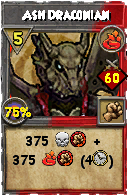 Wizard101 Fire spell card: Ash Draconian, Spell ID 5685