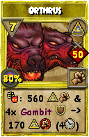 Wizard101 Myth spell card: Orthrus, Spell ID 5691