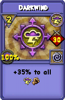 Wizard101 Storm spell card: Darkwind, Spell ID 5741