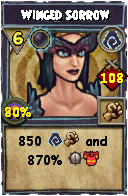 Wizard101 Shadow spell card: Winged Sorrow, Spell ID 5742