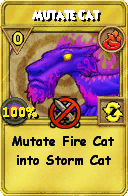 Wizard101 Fire spell card: Mutate Cat, Spell ID 5747