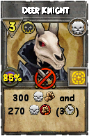 Wizard101 Death spell card: Deer Knight, Spell ID 5750