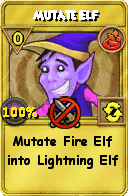 Wizard101 Fire spell card: Mutate Elf, Spell ID 5752