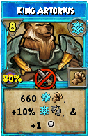 Wizard101 Ice spell card: King Artorius, Spell ID 5758
