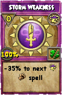 Wizard101 Storm spell card: Storm Weakness, Spell ID 5760
