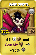 Wizard101 Death spell card: Dark Sprite, Spell ID 5772