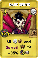 Wizard101 Death spell card: Dark Sprite, Spell ID 5773