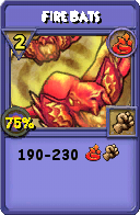 Wizard101 Fire spell card: Fire Bats, Spell ID 5789