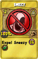 Wizard101 Myth spell card: Sneezy, Spell ID 5820
