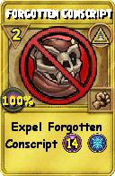 Wizard101 Myth spell card: Forgotten Conscript, Spell ID 5823