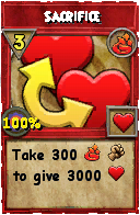 Wizard101 Fire spell card: Sacrifice, Spell ID 5831