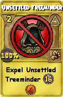 Wizard101 Myth spell card: Unsettled Treeminder, Spell ID 5834