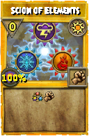 Wizard101 Sun spell card: Scion of Elements, Spell ID 5842