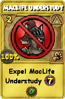 Wizard101 Myth spell card: MacLife Understudy, Spell ID 5853
