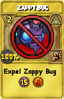 Wizard101 Myth spell card: Zappy Bug, Spell ID 5875