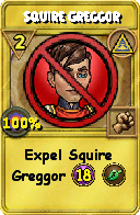 Wizard101 Myth spell card: Squire Greggor, Spell ID 5879
