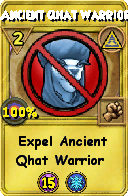 Wizard101 Myth spell card: Ancient Qhat Warrior, Spell ID 5897