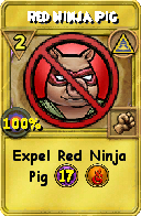 Wizard101 Myth spell card: Red Ninja Pig, Spell ID 5907