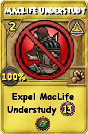 Wizard101 Myth spell card: MacLife Understudy, Spell ID 5922