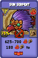 Wizard101 Fire spell card: Sun Serpent, Spell ID 5927