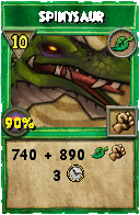Wizard101 Life spell card: Spinysaur, Spell ID 5956