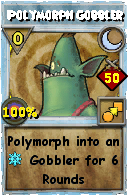 Wizard101 Moon spell card: Polymorph Gobbler, Spell ID 5963