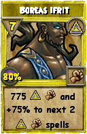 Wizard101 Myth spell card: Boreas Ifrit, Spell ID 5999