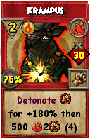 Wizard101 Fire spell card: Krampus, Spell ID 5677