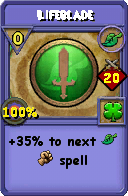 Wizard101 Life spell card: Lifeblade, Spell ID 5099