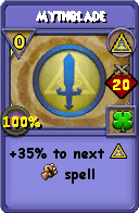 Wizard101 Myth spell card: Mythblade, Spell ID 5098