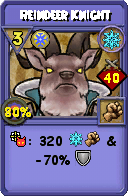 Wizard101 Ice spell card: Reindeer Knight, Spell ID 5225