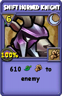 Wizard101 Moon spell card: Shift Horned Knight, Spell ID 5020