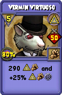 Wizard101 Myth spell card: Vermin Virtuoso, Spell ID 5060