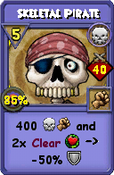 Wizard101 Death spell card: Skeletal Pirate, Spell ID 5426