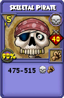 Wizard101 Death spell card: Skeletal Pirate, Spell ID 5274