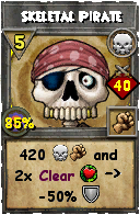 Wizard101 Death spell card: Skeletal Pirate, Spell ID 5424