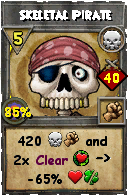 Wizard101 Death spell card: Skeletal Pirate, Spell ID 5557
