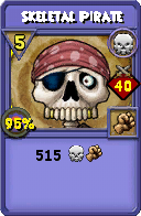 Wizard101 Death spell card: Skeletal Pirate, Spell ID 5272